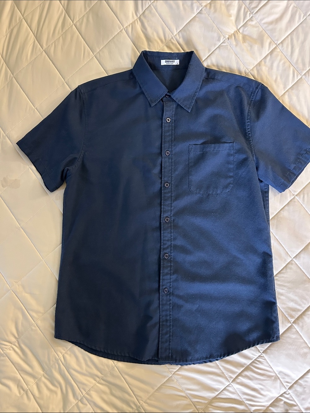 Coofandy Navy Short-Sleeve Button-Down Shirt